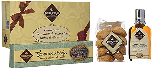Geschenkpackung Esperienziale - Amaretti Kekse 200g, Klassischer Nougat von L'Aquila 200g, Likör Amaro von Abruzzen 10cl - Dolci Aveja von Dolci Aveja