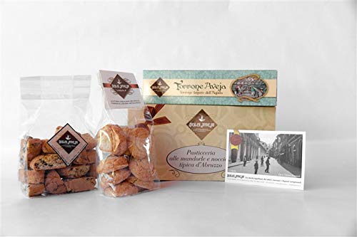 Geschenkpackung Gustoso - Klassischer Nougat von L'Aquila 200g, Amaretti Kekse 200g, Schokoladenkekse Tozzetti 200g - Dolci Aveja von Dolci Aveja