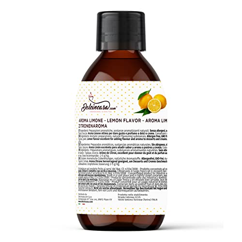 Dolcincasa-Aromas Zitronenaroma - 250g Flasche| Hochwertige italienische Aromazubereitung für geschmackvolle Desserts | GMO- und Allergenfrei von Dolcincasa.com