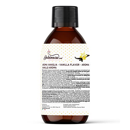 Dolcincasa-Aromen für Kuchen, ideal zum Verleihen von Teigen und Cremes. Flasche mit 250 g (Aroma Vanille) von Dolcincasa.com