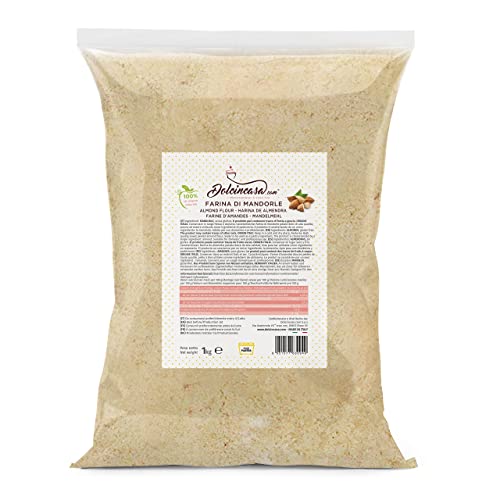 Dolcincasa-com Mandelmehl mit Ballaststoffen Eiweiß Perfekt zum Backen aller Art Süßigkeiten Gebäck Glutenfrei Pulver 1 kg Packung von Dolcincasa.com