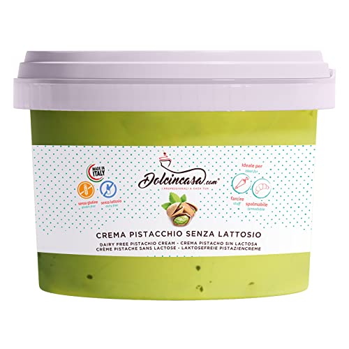 Pistaziencreme natürlich aromatisiert streichfähig gebrauchsfertig lecker weich vielseitige Paste für zu Hause oder am Arbeitsplatz Laktose- und glutenfrei 500 g Packung von Dolcincasa.com