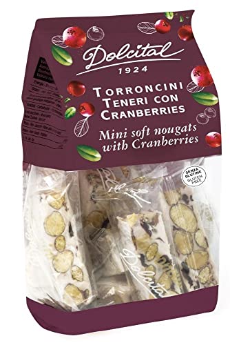 Torroncini mit Mandeln und Cranberries, soft, Torroncini Teneri con Mandorle e Cranberries, 130g, weißer Nougat, Dolcital von Dolcital