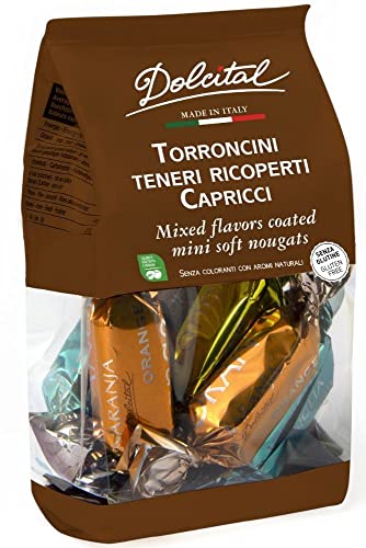 Torroncini überzogen mit Orange, Vanille, Zitrone oder Schokolade, soft, Torroncini Capricci, 130g, weißer Nougat, Dolcital von Dolcital
