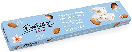 Torrone mit 30% Mandeln, hart, Torrone friabile con Mandorle, 130g, brüchiger weißer Nougat, Dolcital Torrone mit 30% Mandeln, hart, Torrone friabile con Mandorle, 130g, brüchiger weißer Nougat, Dolcital von Dolcital