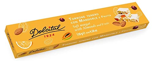 Torrone mit Mandeln und Früchten, soft, Torrone tenero con Mandorle e Frutta, 130g, weißer Nougat, Dolcital Torrone mit Mandeln und Früchten, soft, Torrone tenero con Mandorle e Frutta, 130g, weißer Nougat, Dolcital von Dolcital