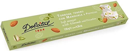 Torrone mit Mandeln und Pistazien, soft, Torrone tenero con Mandorle e Pistacchi, 130g, weicher weißer Nougat in Box, Dolcital Torrone mit Mandeln und Pistazien, soft, Torrone tenero con Mandorle e Pistacchi, 130g, weicher weißer Nougat in Box, Dolcital von Dolcital