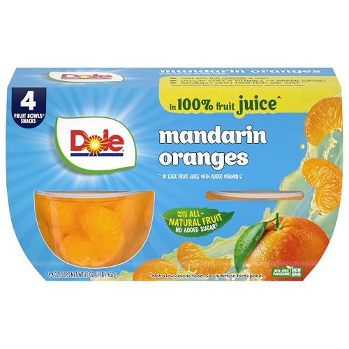 Fruit Bowls Mandarin Oranges in 100% Juice, Gluten Free Healthy Snack, 4 Oz, 4 Cups von Dole