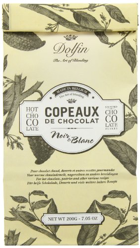 Dolfin Copeaux de Chocolat Noir e Blanc, Trinkschokolade-Flocken schwarz & weiß von Dolfin