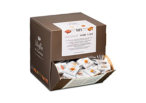Dolfin Schokoladen-Großpackung Guilty Pleasure - Box mit 1,8 kg Schokolade - 4 Variationen mit Vollmilch-Karamell, Vollmilch-Spekulatius, Zartbitter-Mandeln und Zartbitter-Nougat - Süßigkeiten von DOLFIN