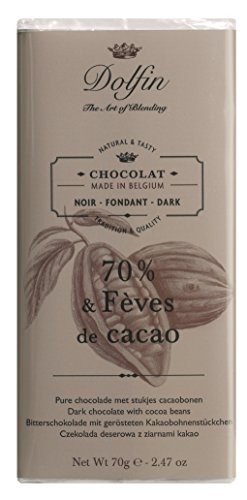 Dolfin Zartbitterschokolade, mit Kakaosplittern von Dolfin
