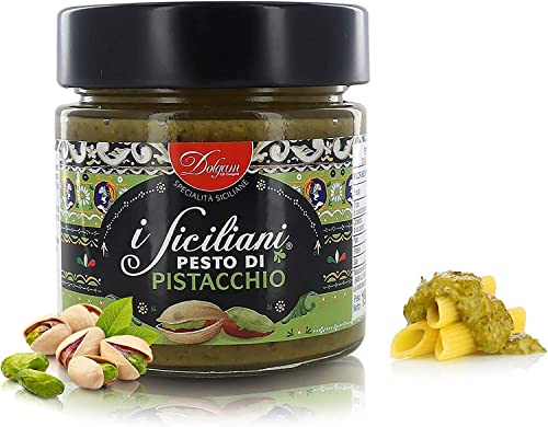 3x Dolgam Pesto di Pistacchio Pistazien Pesto kochsaucen pasta sauce Ideal zum Würzen der ersten Gänge 190g in Glas aus Sizilien mit 65% Pistazien von Dolgam