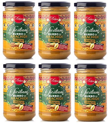 6x Dolgam I Siciliani Burro di Arachidi Crunchy Knusprige Erdnussbutter Sizilianische Spezialitäten Glasgefäß von 300g Streichfähige Knusprige Erdnussbutter Glutenfrei 6x Dolgam I Siciliani Burro di Arachidi Crunchy Knusprige Erdnussbutter Sizilianische Spezialitäten Glasgefäß von 300g Streichfähige Knusprige Erdnussbutter Glutenfrei von Dolgam