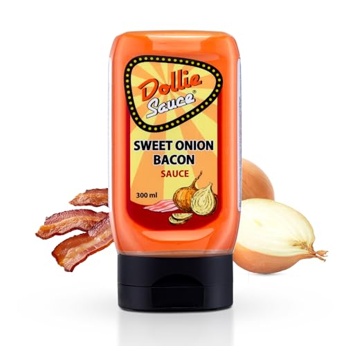Dollie Sauce Sweet Onion Bacon, Holländische Sauce für BBQ, Grillen, Burger, Sandwich, Dip, Cremige Sauce mit süsslichen Zwiebeln und feinstem gerösteten Bacon Geschmack, 300ml Dollie Sauce Sweet Onion Bacon, Holländische Sauce für BBQ, Grillen, Burger, Sandwich, Dip, Cremige Sauce mit süsslichen Zwiebeln und feinstem gerösteten Bacon Geschmack, 300ml von Dollie Sauce
