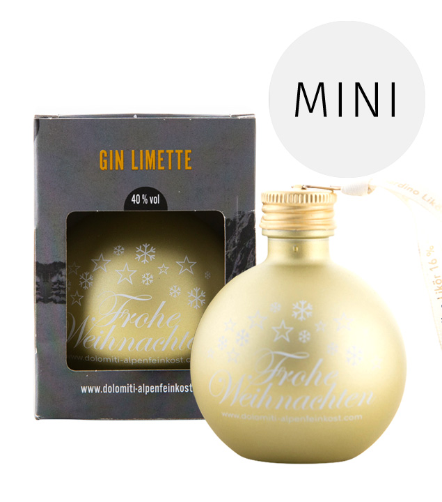 Dolomiti Christbaumkugel mit Gin Limette 4cl (40 % Vol., 0,04 Liter) von Dolomiti Alpenfeinkost