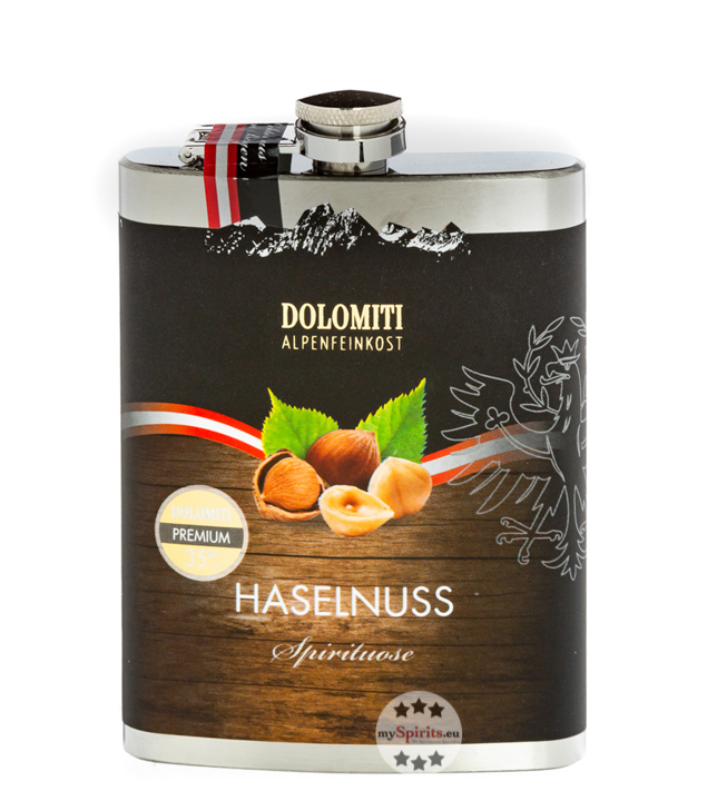 Dolomiti Flachmann Haselnuss Schnaps  (35 % Vol., 0,2 Liter) von Dolomiti Alpenfeinkost