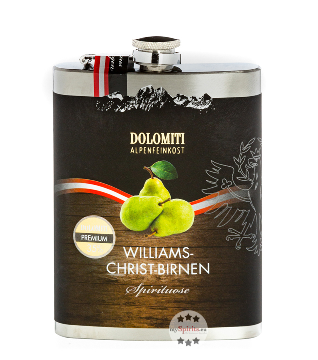 Dolomiti Flachmann Williams-Schnaps  (35 % Vol., 0,2 Liter) von Dolomiti Alpenfeinkost