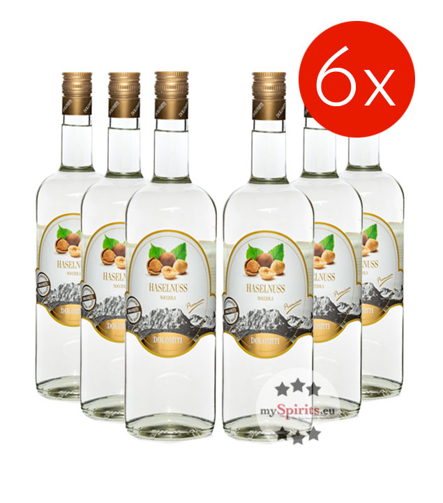 6 x Dolomiti Haselnuss Premium   (40 % vol., 6,0 Liter) von Dolomiti Alpenfeinkost