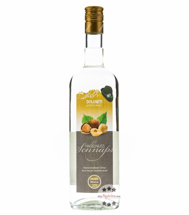 Dolomiti Haselnuss Schnaps Premium (35 % vol., 1,0 Liter) von Dolomiti Alpenfeinkost