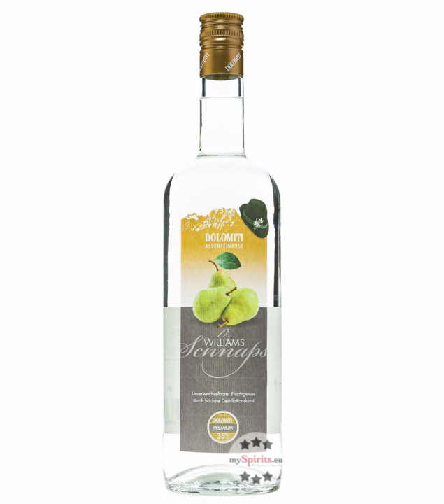 Dolomiti Williams-Birnen-Schnaps (35 % Vol., 1,0 Liter) von Dolomiti Alpenfeinkost