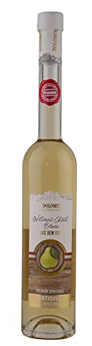 Dolomiti Alte Williamsbirne Schnaps aus dem Fass - Alte Williams-Christ-Birnen Spirituose (1 x 0.5 l) / Im Barriquefaß gereift/Echtes aus den Bergen von Dolomiti