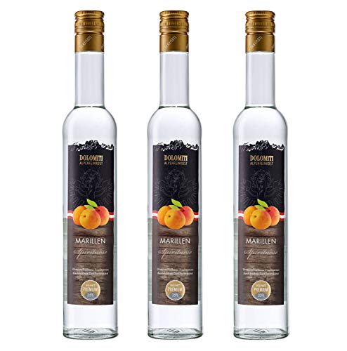 Dolomiti Marillen Schnaps Spirituose 35% vol. fruchtiger, angenehm Obstbrände (3 x 0.5 l) von Dolomiti