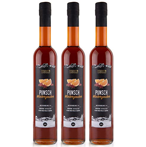 Winterzauber-Punsch 25% von Dolomiti │ winterlicher Punsch mit feinen Gewürzen │ besonders ergiebig: Mischverhältnis 1 + 4 │3 x 0.5 Liter (ergibt 7,5 Liter fertigen Punsch) von Dolomiti