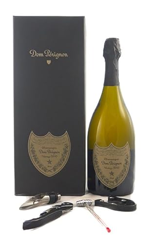 Dom Perignon Vintage Champagne 2010 (Original box) in einer Geschenkbox, da zu 4 Weinaccessoires, 1 x 750ml von Dom Perignon Champagne