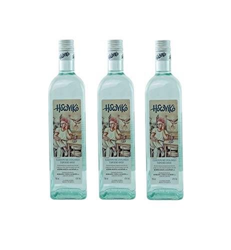 3x 700ml Tsipouro Idoniko mit Anis 43% Vol. erstklassiger Tresterbrand Schnaps aus Griechenland - griechischer Raki im Set + Probiersachet Olivenöl 10ml oder Nescafe Frappe 2g von Domaine Costa Lazaridi S.A.