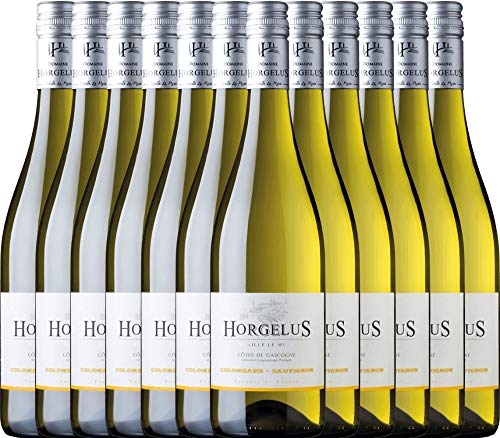 12er Paket - Horgelus Blanc - Domaine Horgelus mi | trockener Weißwein | französischer Sommerwein aus Sud Ouest | 12 x 0,75 Liter von Domaine Horgelus