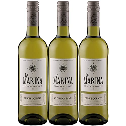 Domaine de Menard La Marina Cuvee Oceane VDP Côtes de Gascogne Weißwein Wein Trocken Frankreich I Visando Paket (3 x 0,75l) von Domaine de Menard