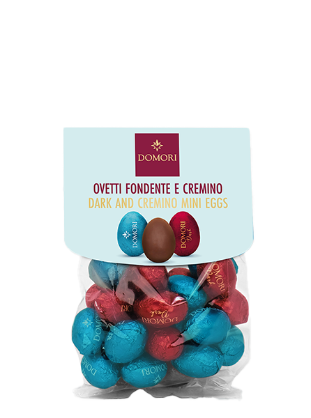 Pochette mit dunklen Schokoladeneiern und Cremino Pochette mit dunklen Schokoladeneiern und Cremino von Domori