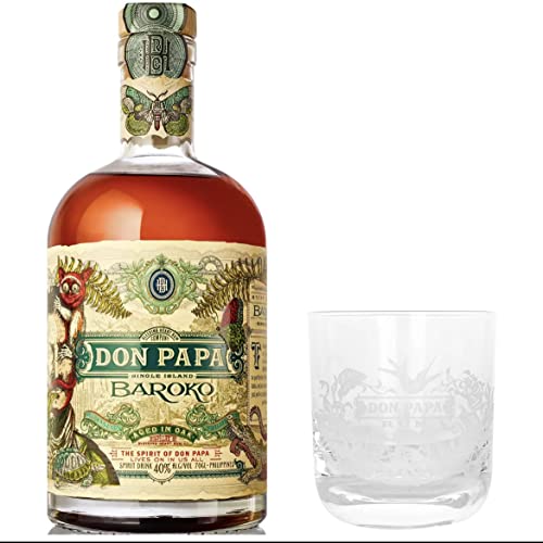 Don Papa Baroko Rum (0,7 L) 40% + drei Original Don Papa Gläsern (Tumbler) von Don Papa