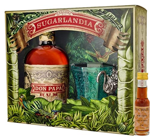 Don Papa Geschenkset - Rum 0,7l + Glas + Vita Dulcis Don Papa 10 Jahre Miniatur 0,02l - Rum aus Negros/ von Don Papa