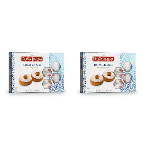 Doña Jimena | Anise Rings Biscuits Doña Jimena 250g | Typische Weihnachtssüßigkeit | Kringel von höchster Qualität | Packung mit traditionell hergestellten Anis-Kringeln | Mandel (Packung mit 2) von Doña Jimena