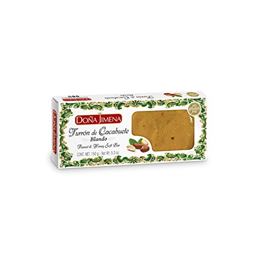 Doña Jimena – Erdnuss-Turrón aus Erdnüssen und Honig, cremige Textur, höchste Qualität, Neuheit 2020 typische Weihnachtssüßigkeit, traditionelles, glutenfreies Turrón, Mandel, 150 Gramm von Doña Jimena