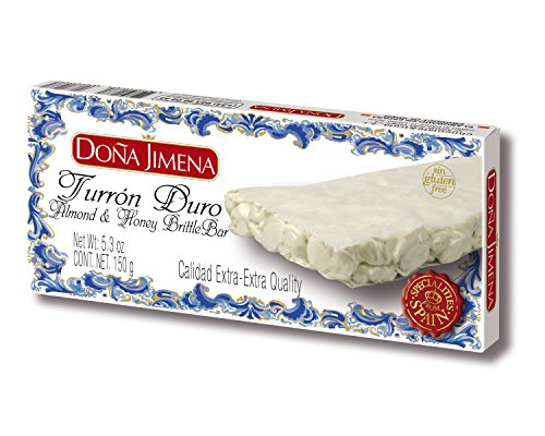 Doña Jimena – Extra hartes Turrón mit Mandeln, Honig und Eiweiß | Knusprige Textur | Typische Weihnachtssüßigkeit, höchste Qualität, glutenfrei | Traditionelles Turrón 150 g von Doña Jimena