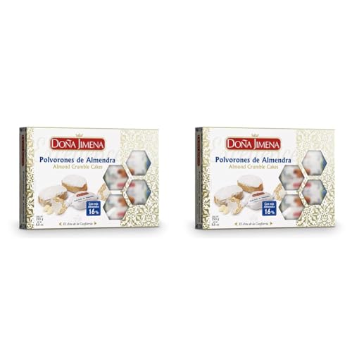 Doña Jimena|POLVORONES DE ALMENDRA, Almond Crumble Cakes | Typisch andalusische Süßigkeit höchster Qualität| Packung mit traditionell hergestellten | Mandeln| 250 Gramm (Packung mit 2) von Doña Jimena