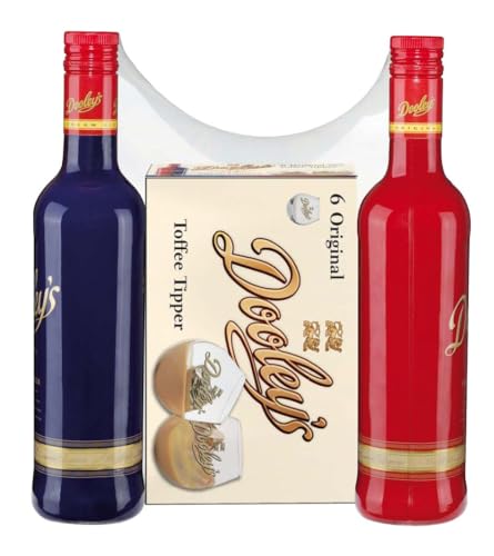 Dooley's Toffe Cream Liqueur | Twin Pack | 2 x 700ml und 6 Toffee Tipper Gläser | Perfekt für Cocktails oder Pur | 17% vol. von Dooley's