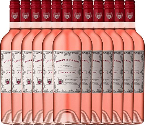 12er Paket - Doppio Passo Rosato IGT Puglia CVCB | halbtrockener Roséwein | italienischer Sommerwein aus Apulien | 12 x 0,75 Liter von Doppio Passe