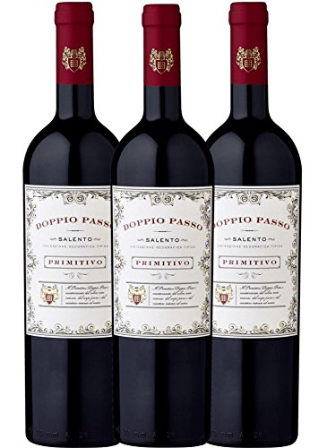 3er Paket - Doppio Passo Primitivo Puglia IGT CVCB | halbtrockener Rotwein | italienischer Wein aus Apulien | 3 x 0,75 Liter von Doppio Passo