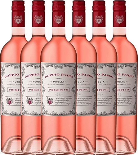 6er Paket - Doppio Passo Rosato IGT Puglia - CVCB | halbtrockener Roséwein | italienischer Sommerwein aus Apulien | 6 x 0,75 Liter von Doppio