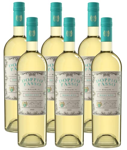 Doppio Passo Moscato – Halbtrockener, aromatischer Weißwein aus Italien (6 x 0,75l) von Doppio Passo