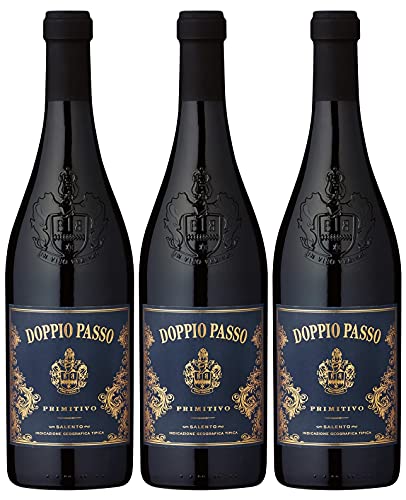 Doppio Passo Primitivo Salento Rotwein veganer Wein trocken IGT Italien (3 Flaschen) von Doppio Passo