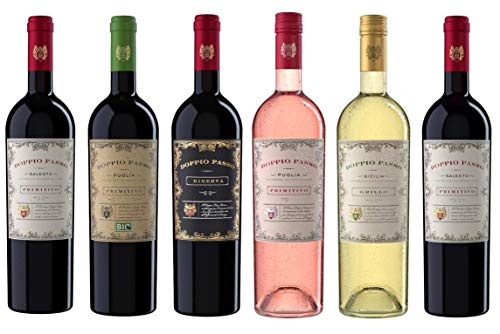 Doppio Passo Wein Probierpaket - Primitivo (2x0,75l) | Primitivo Bio (1x0,75l) | Riserva (1x0,75l) | Primitivo Rosato (1x0,75l) | Grillo (1x0,75l) von Doppio Passo