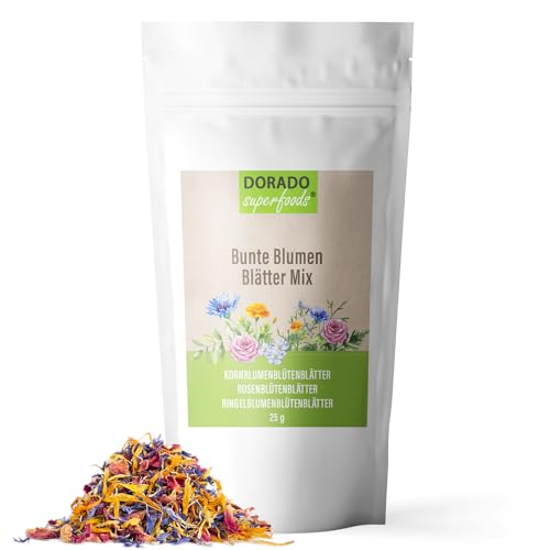 Bunte Blütenmischung Mix Essblüten 25 g | Rosenblüten Ringelblumenblüten Kornblumenblüten - Dorado Superfoods® von Dorado Superfoods