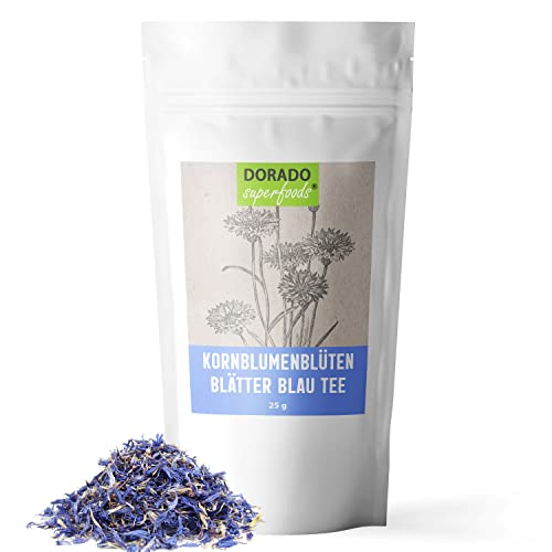 Kornblumenblütenblätter blau Kornblume - ohne Kelch | 25 g - für Tee Tinkturen und Deko von Speisen- naturbelassen von Dorado Superfoods