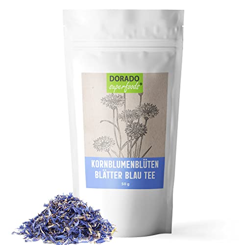 Kornblumenblütenblätter blau Kornblume - ohne Kelch | 50 g für Tee Tinkturen und Deko von Speisen- naturbelassen von Dorado Superfoods