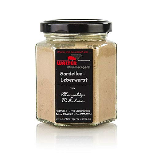 Sardellenleberwurst, vom Mangaliza Wollschwein, 150g Sardellenleberwurst, vom Mangaliza Wollschwein, 150g von Dorfmetzgerei Walter
