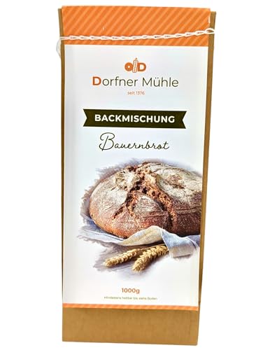 Bauernbrot Backmischung mit Dinkel- und Roggenmehl [1kg] für 2 Laib Brot - Dorfner Mühle - Handgemacht aus Bayern, ohne industrielle Zusätze von Dorfner Mühle